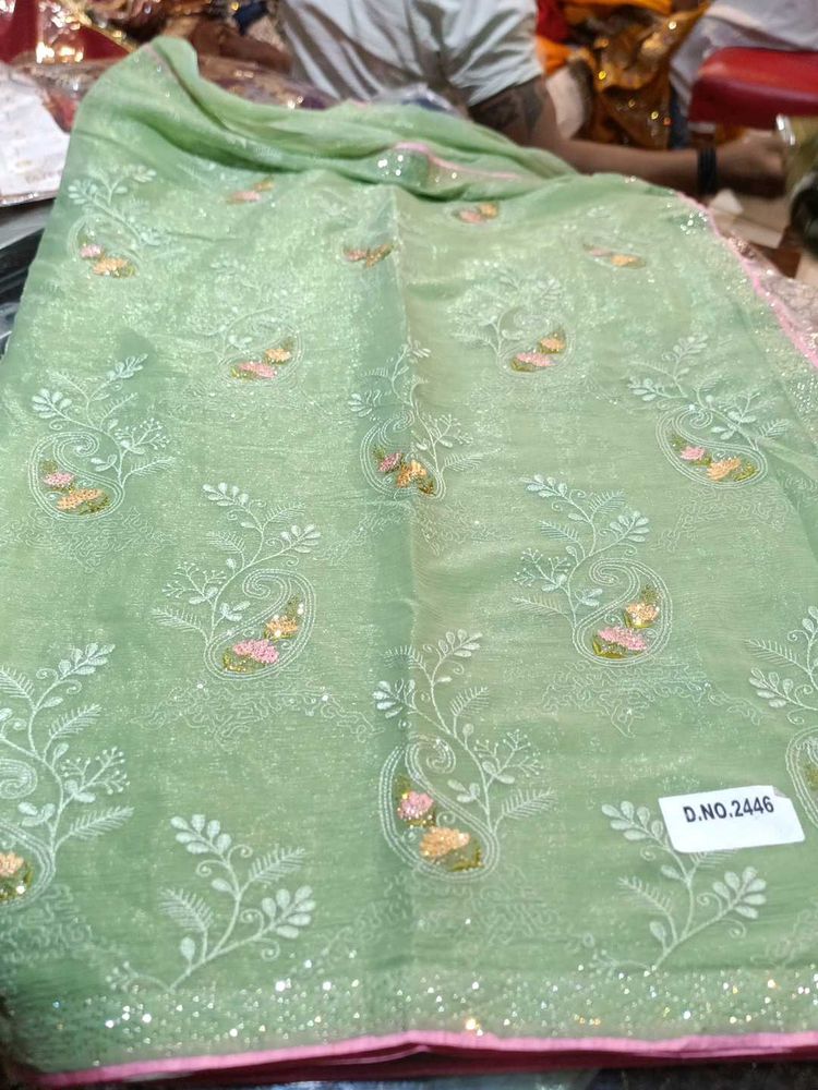 Green Embroidered Saree