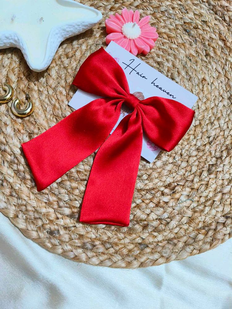 Hot Red Classic Bow Clip