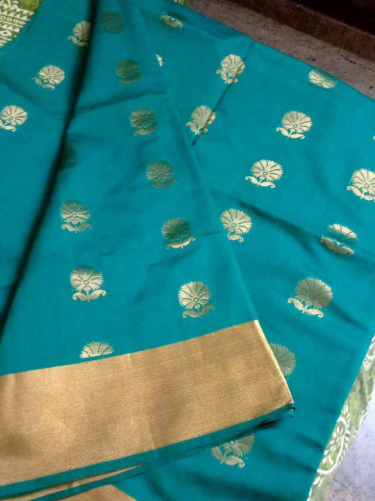 Kanchipuram Pattu  Silk Saree Peacock Colour