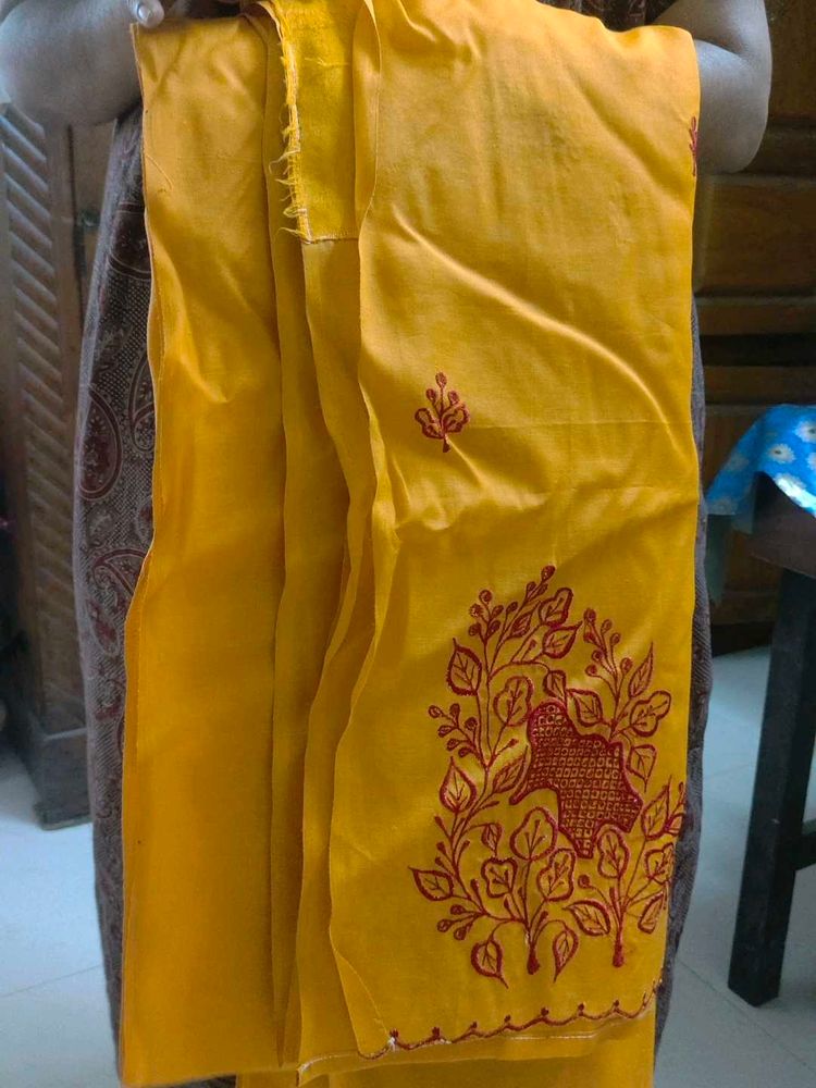 Yellow Red Saree