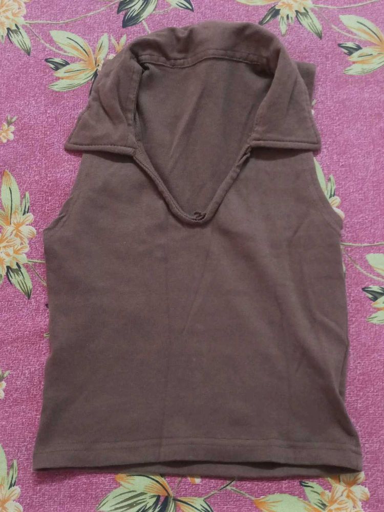 Brown Sleeveless Top