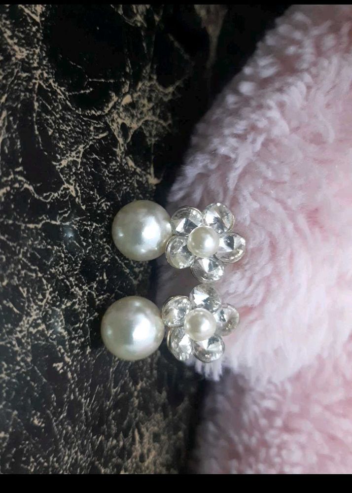 Golden Flower Pearl Earrings