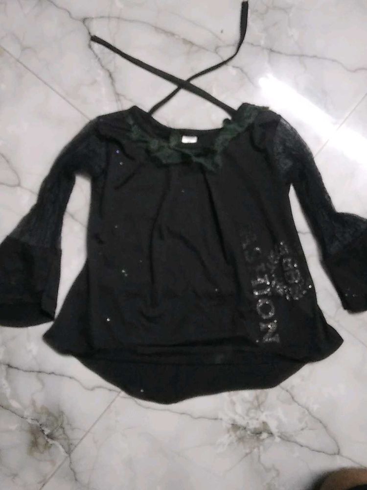 Black Bell Sleeve Top