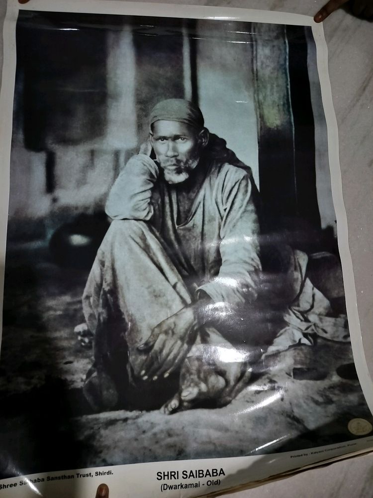 Big Sai Baba Black And White Photo