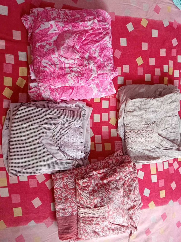 Kurta Sets  Cotton Combo Grey Red White Black