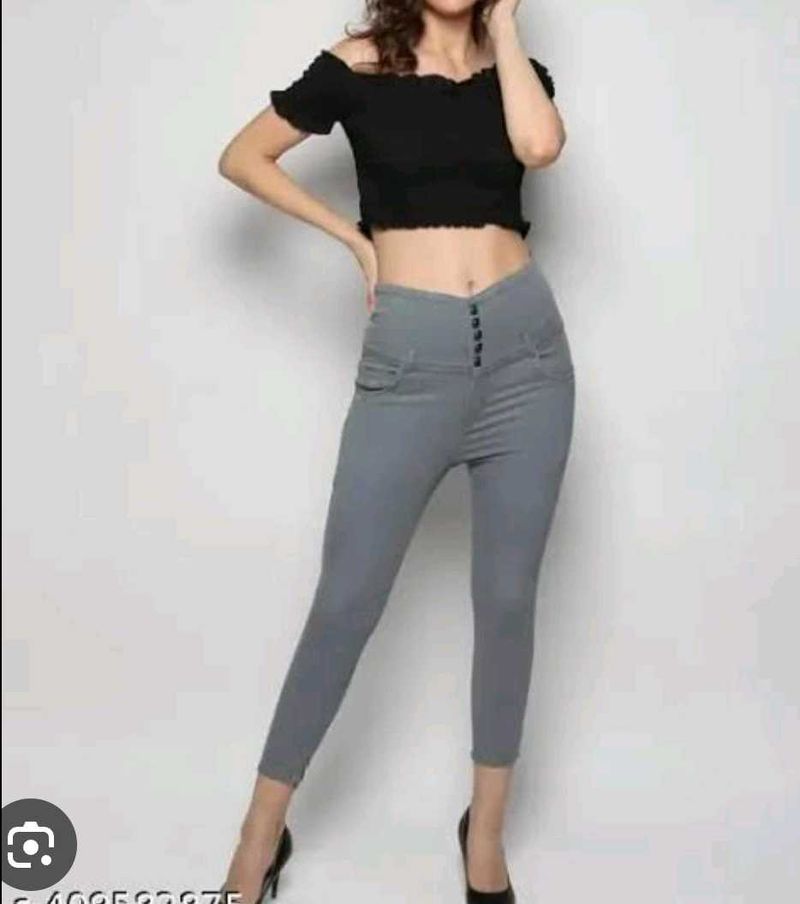 High Waist Gray Skinny Jeans