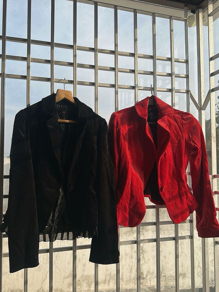 Velvet Blazers - Black and Red Combo