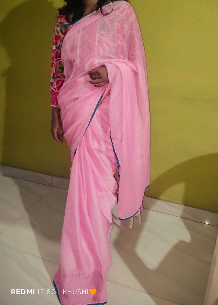 Pink Chiffon Saree