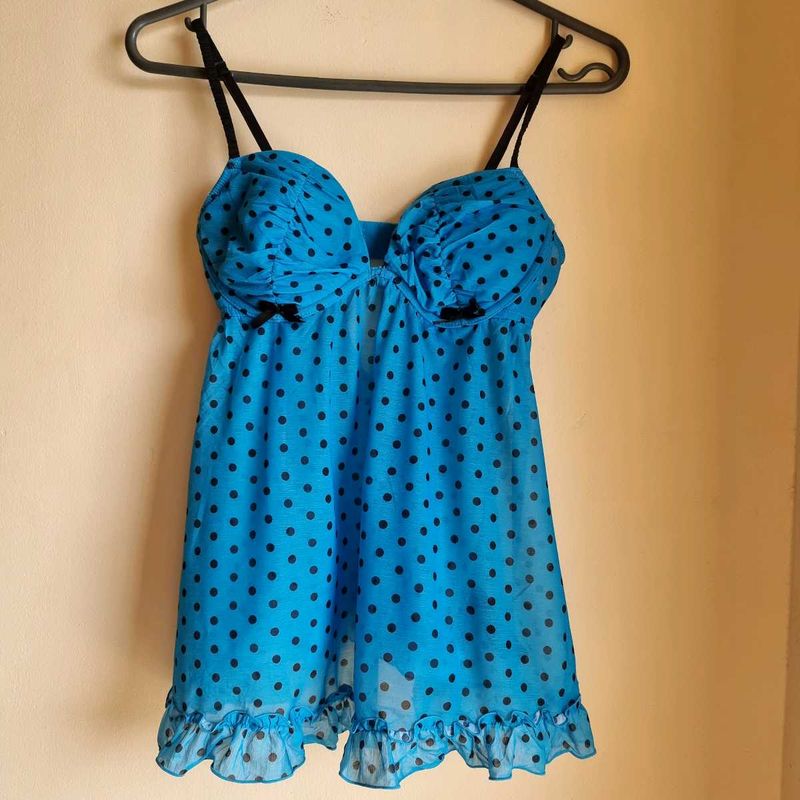 La Senza Blue Polka Dot Babydoll – Size M