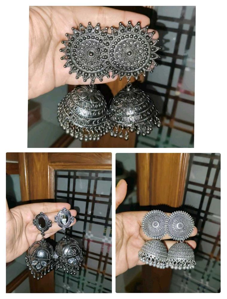 Oxidized Jhumka Earring COMBO of 3