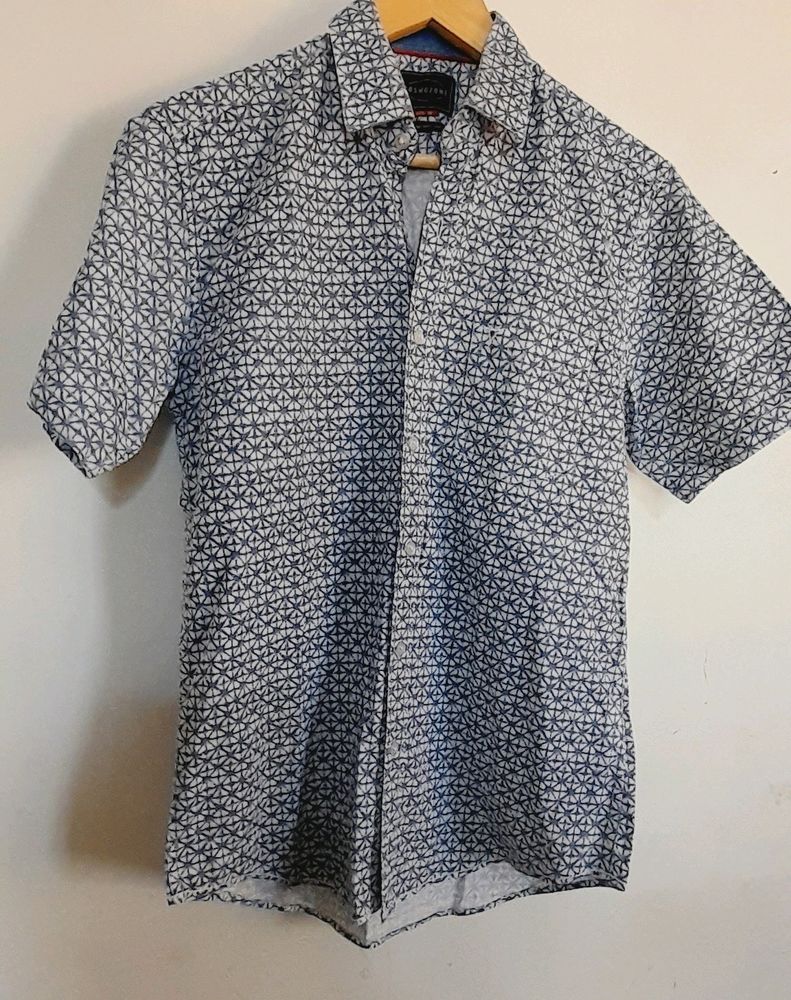 White Blue Combination Half Sleeve Very Nice Shirt