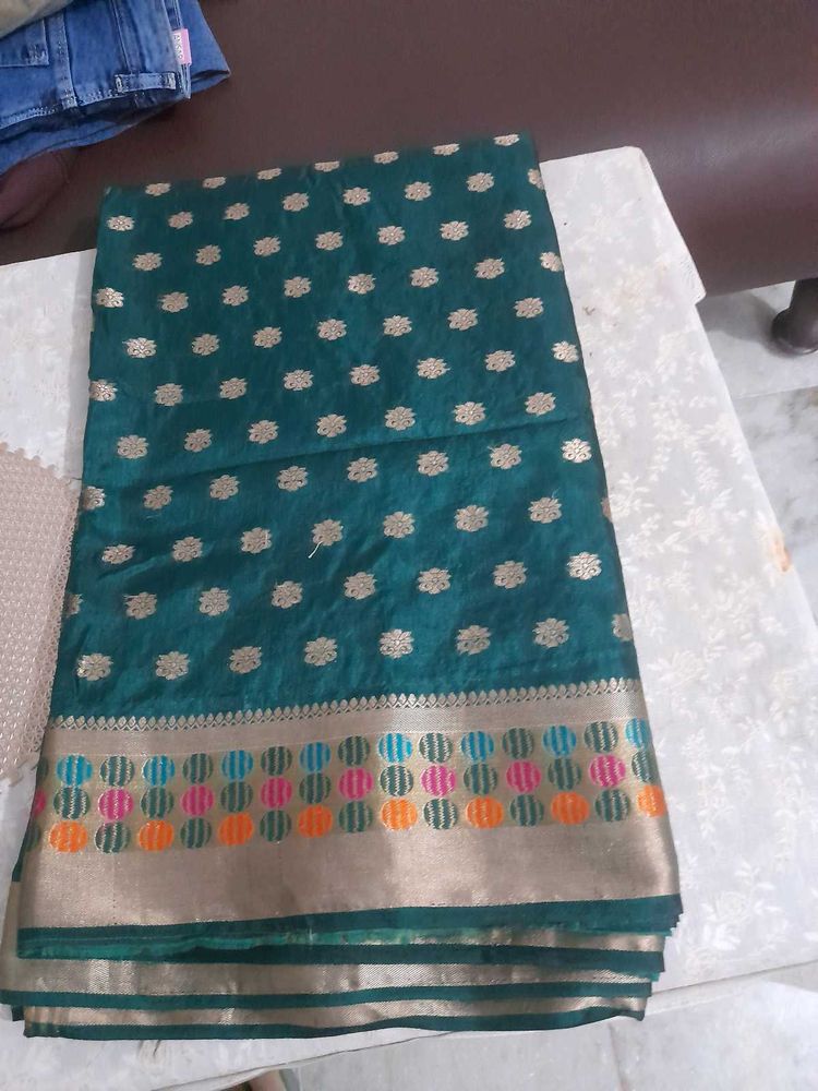 dark Green Banarasi Dress Material