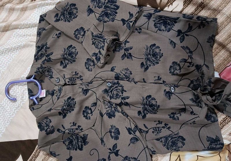 Floral Button-Down Wrap Top