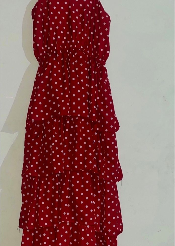 Red Polka Dot Tiered Dress
