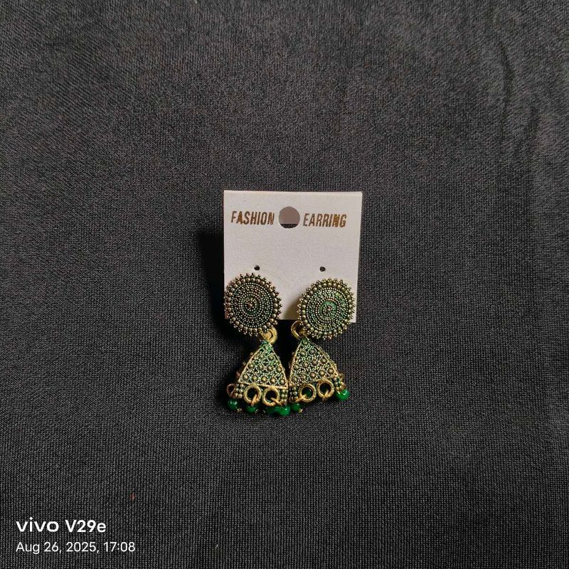 Green Jhumka Earrings