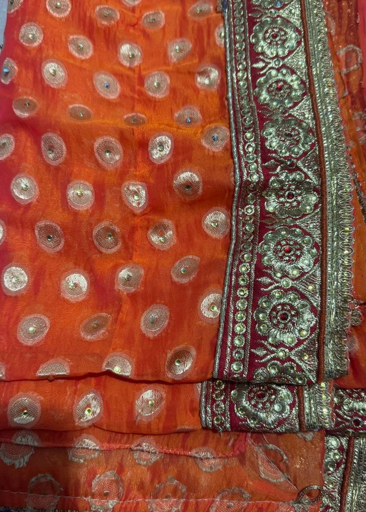 Orange Embellished Saree
