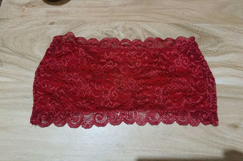 Red Lace Bandeau Top