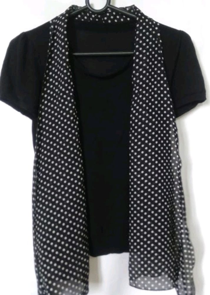 Black Top With Polka Dot
