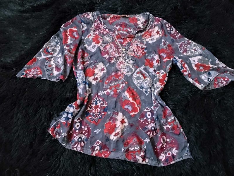 Floral Mesh Bollywood Inspired Y2k Kurti
