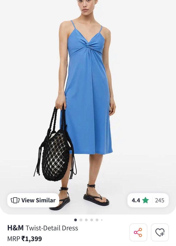 H&amp;M Blue Twist Detail Dress