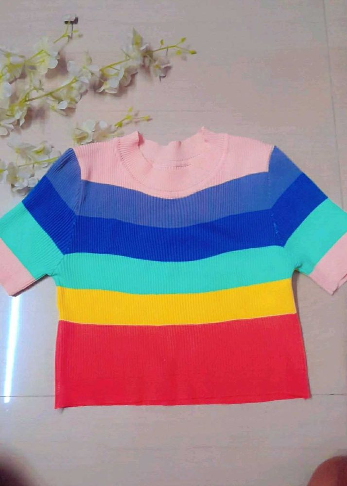 Price Drop!!! Rainbow Striped Knit Top