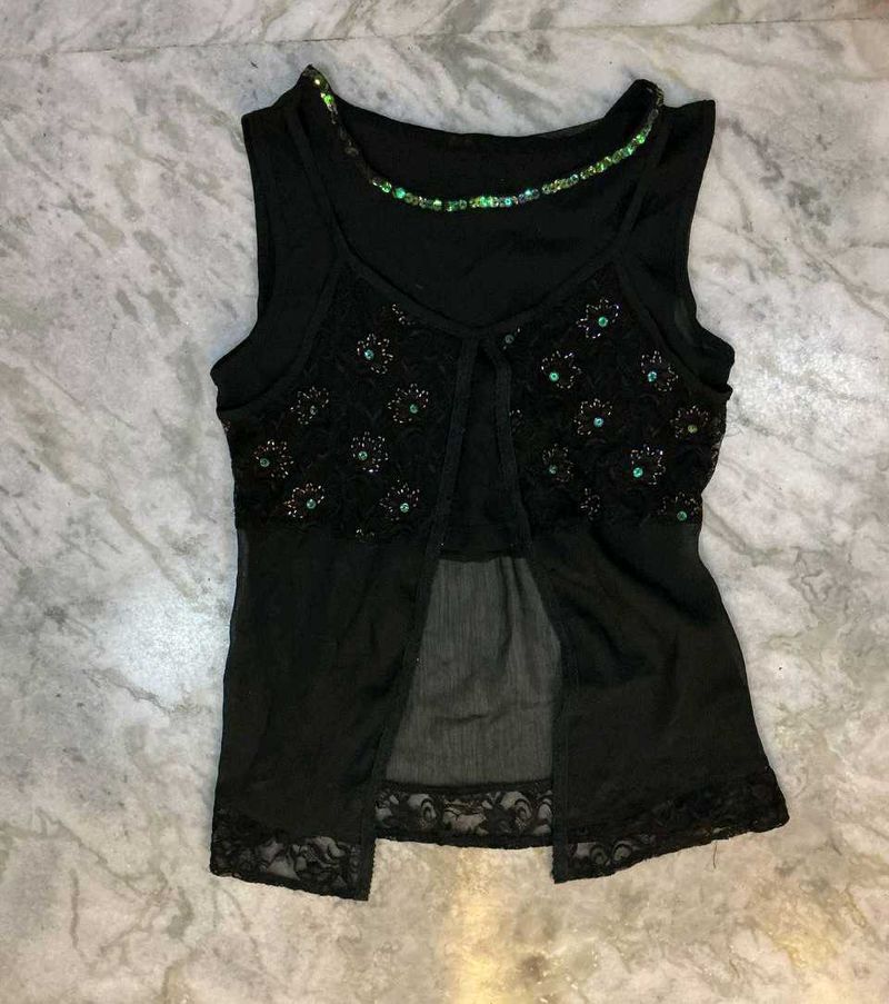 Embellished Sleeveless Top