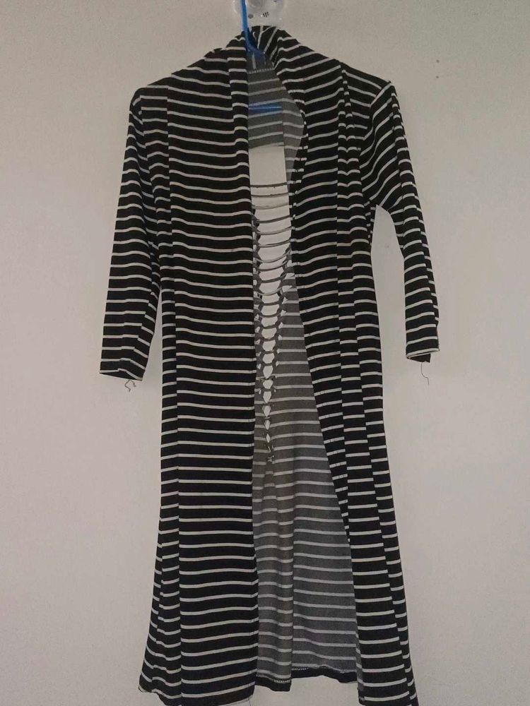 Striped Open Cardigan