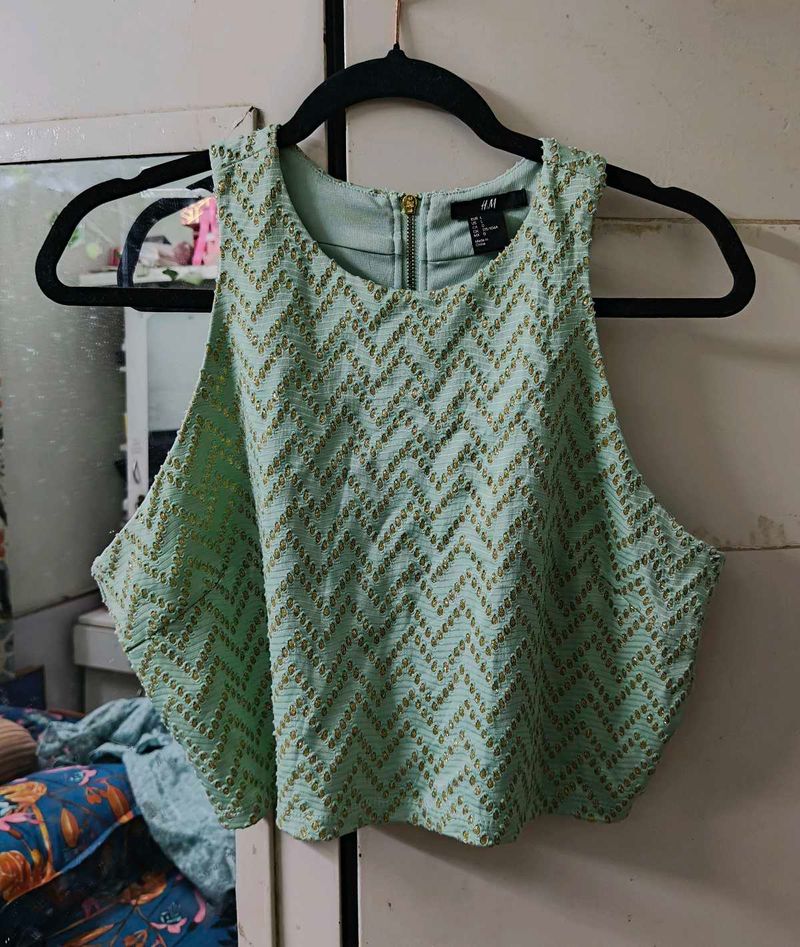 Green &amp; Gold top kum blouse