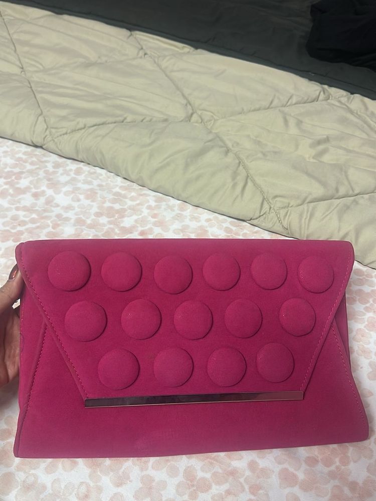 Dark Pink Sling Plus Clutch