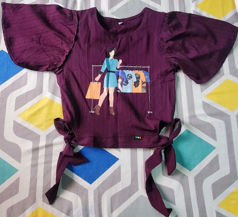 Stylish Purple Tie-Up Top