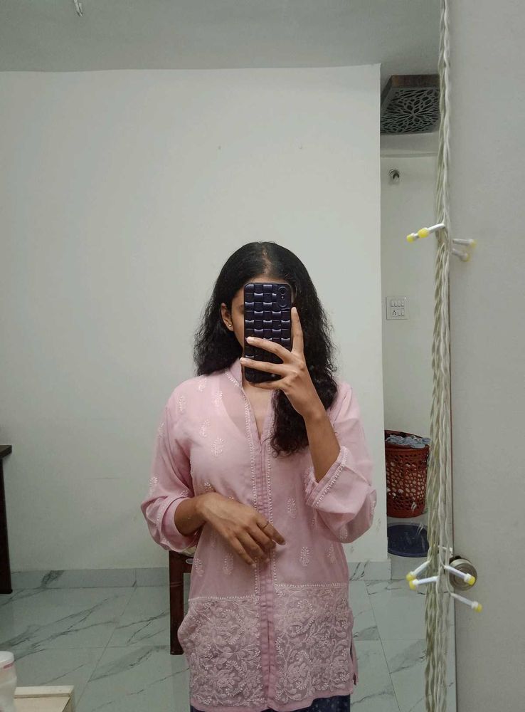 Pink Embroidered Kurti