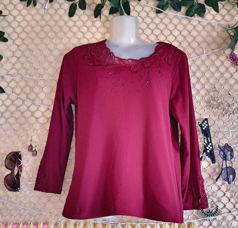 SizeM/L 🎁Buy 2 Get 1 Free 🎁Red Long Sleeve Top