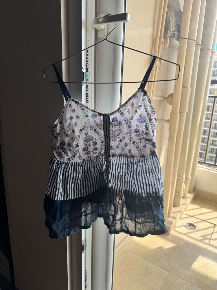 Floral &amp; Striped Tiered Tank