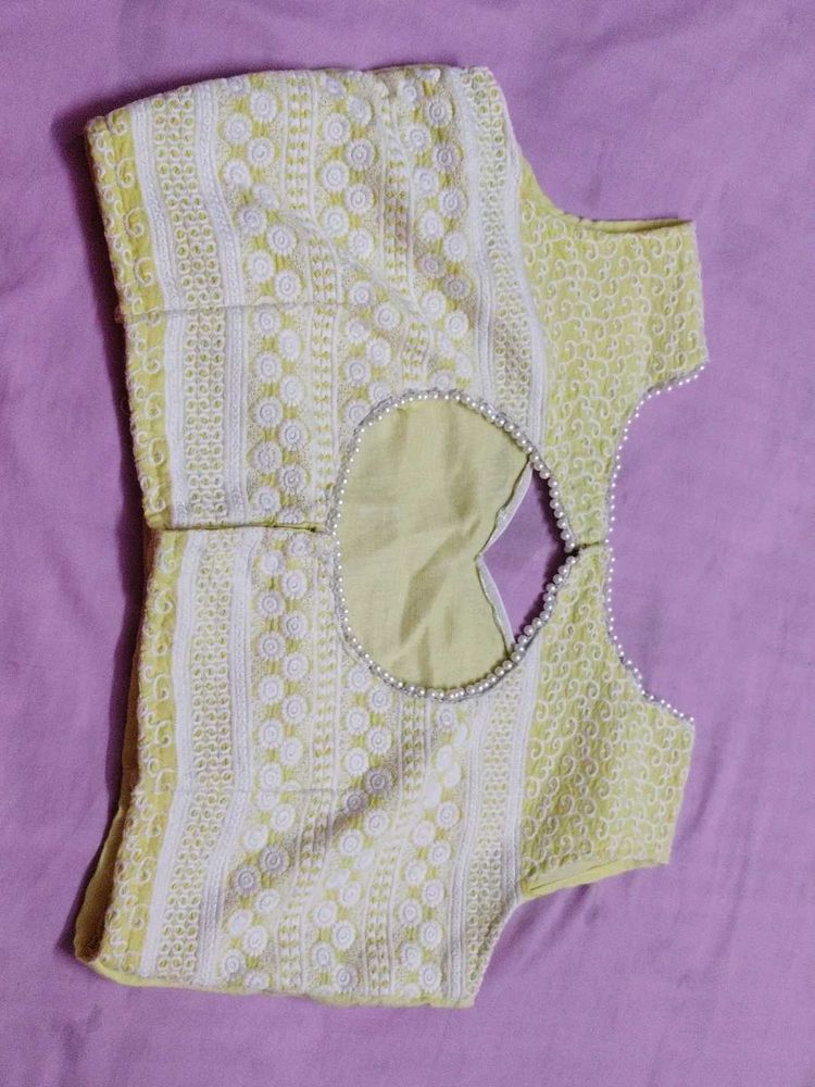 Chikankari Blouse With Moti Work