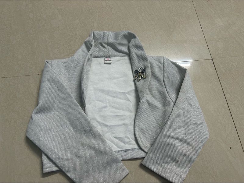 Girls&#39; Silver Shrug with Embellishment