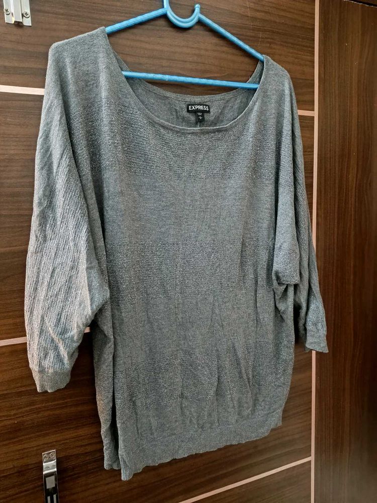 Express Gray 3/4 Sleeve Top