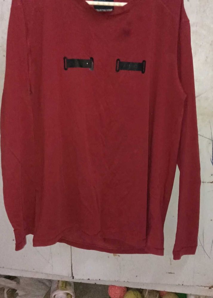 Red Long Sleeve Shirt with Straps