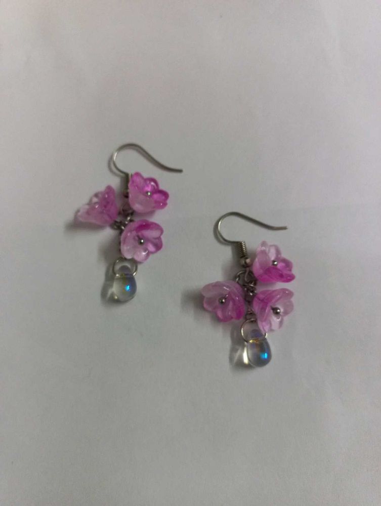 Pinteresty Pink Cluster Flower Earrings with Drop✨