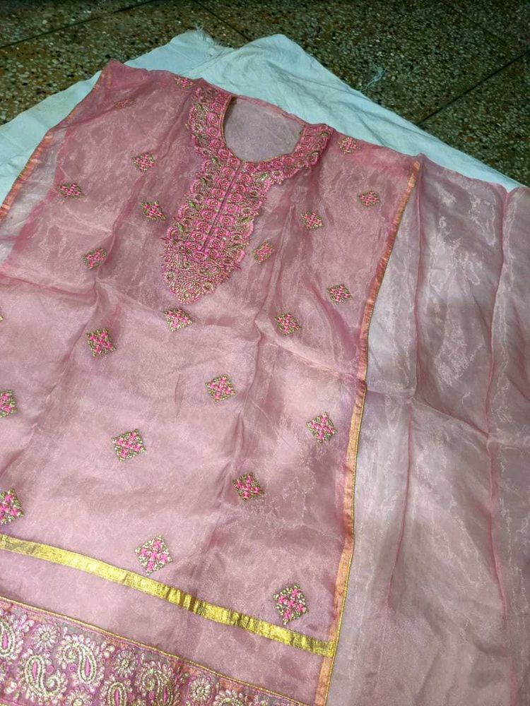 Pretty Organza Embroidered Kurta Unstitched