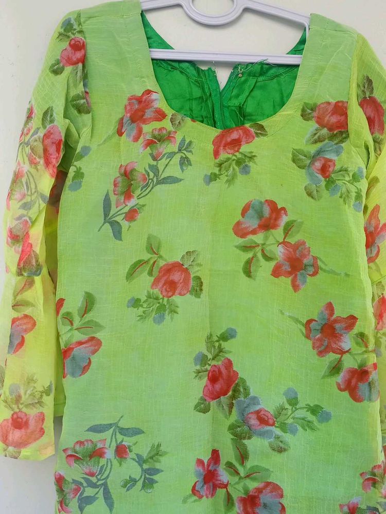Floral Green Kurti with plazo