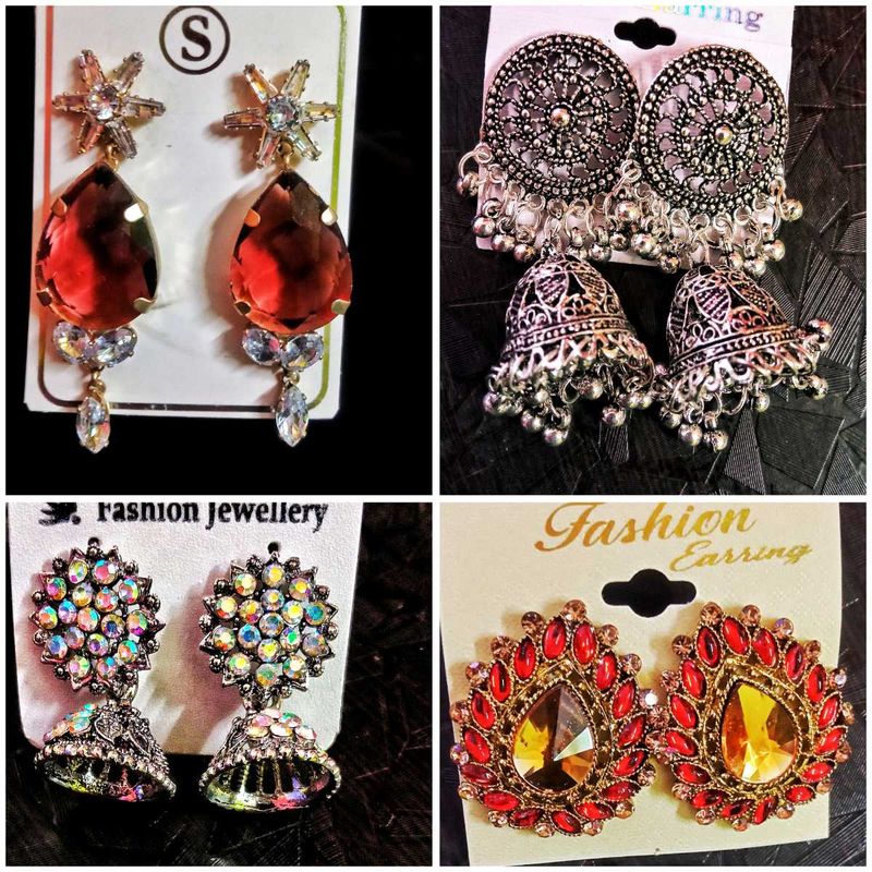 Combo Of 4 Party Wear Stone Earrings