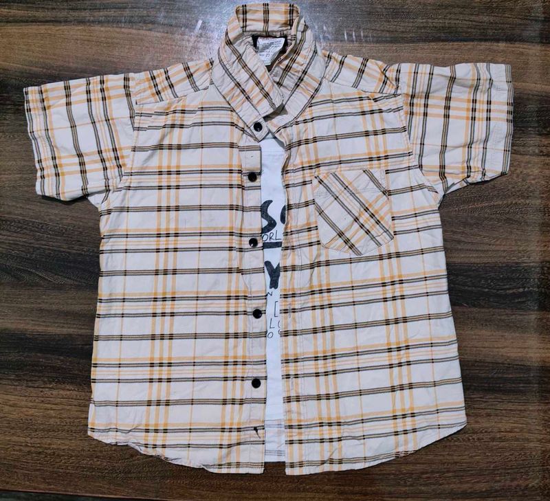 Boy&#39;s Plaid Shirt with Tee