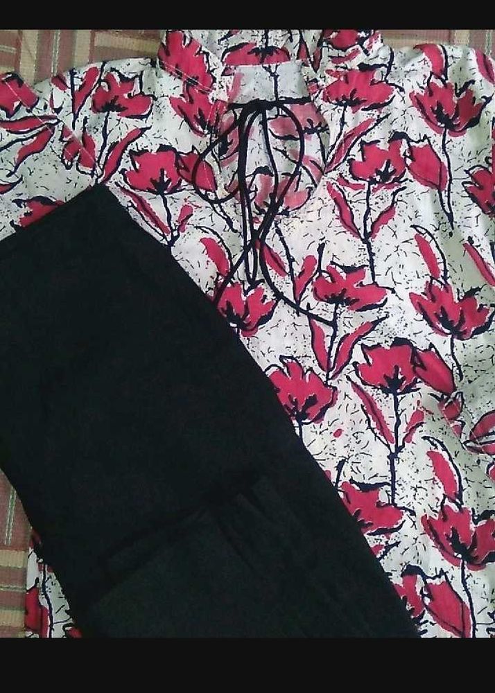 BUMPER DIWALI OFFER Floral Print Short Kurti+Pant