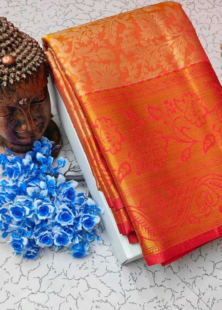 Orange Banarasi Silk Saree