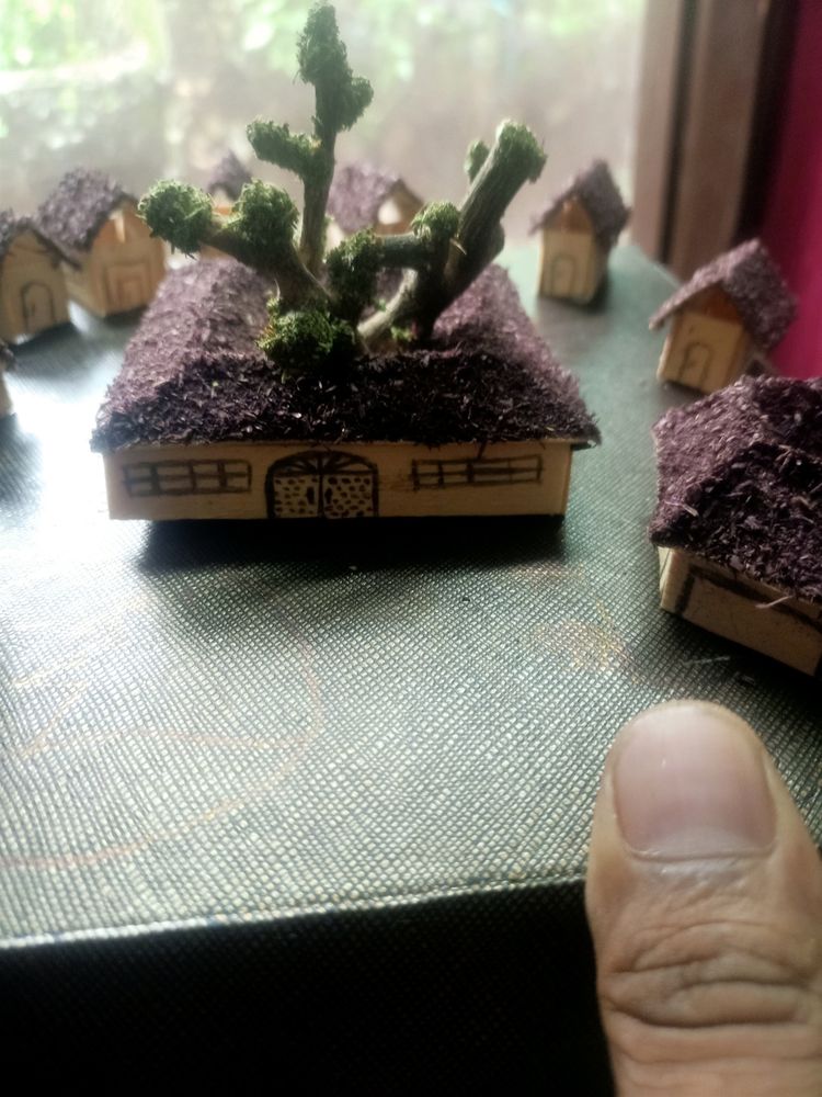 Mini Craft Ideas Hand Made ColourFul Huts Haveli Trees Pent House