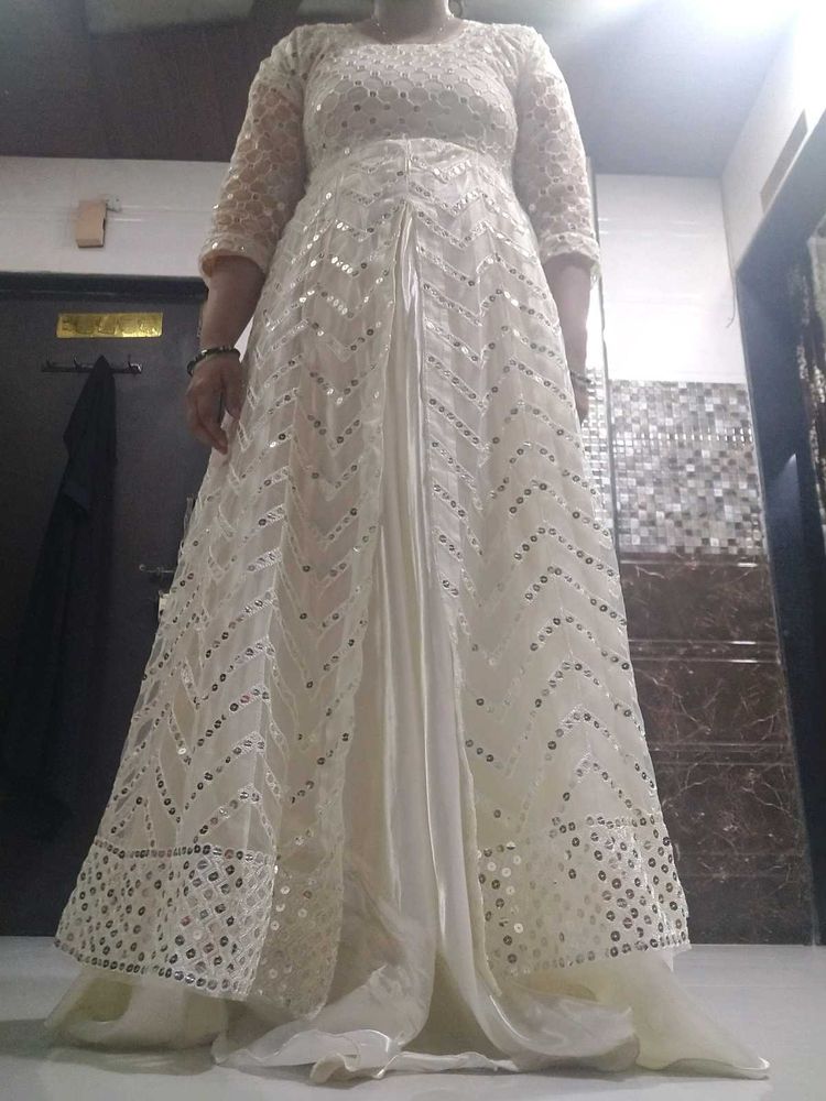 Elegant Off-White Embroidered Anarkali