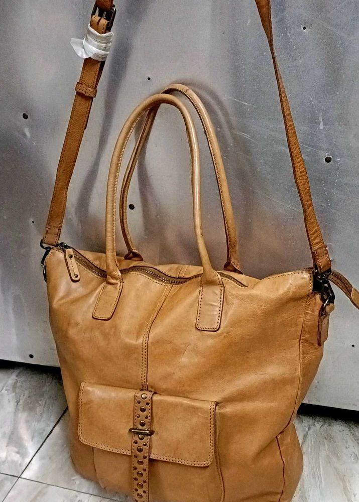 Leather Crossbody Tote Bag