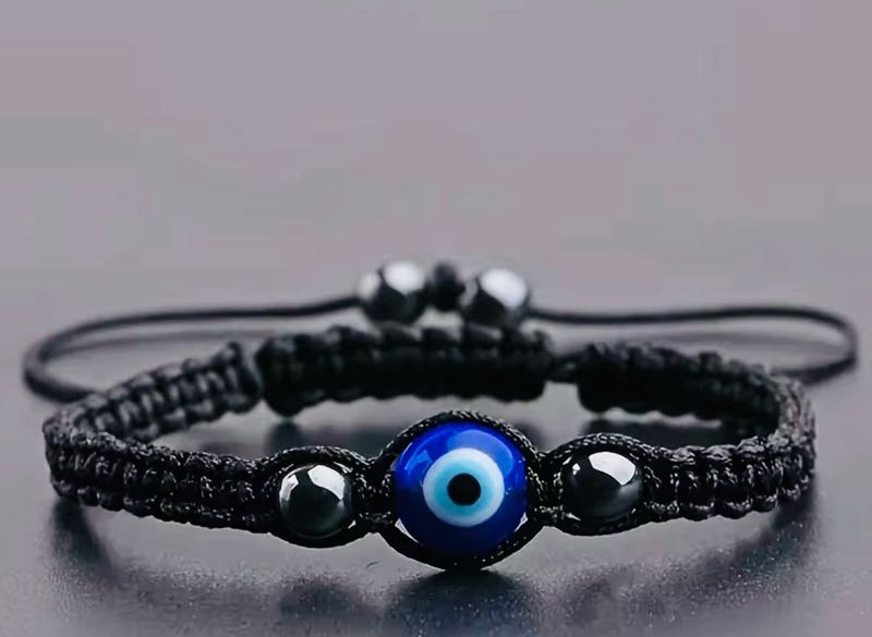 Evil Eye Bracelet With Black Adjustable Thread