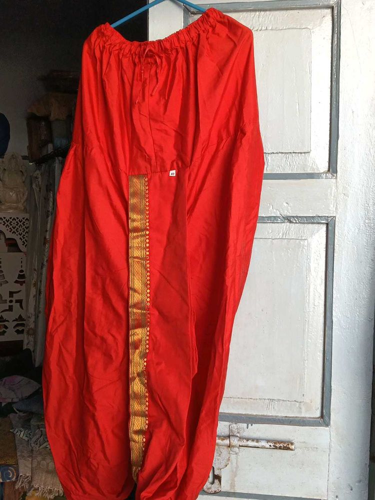 Festive Red Cotton Dhoti