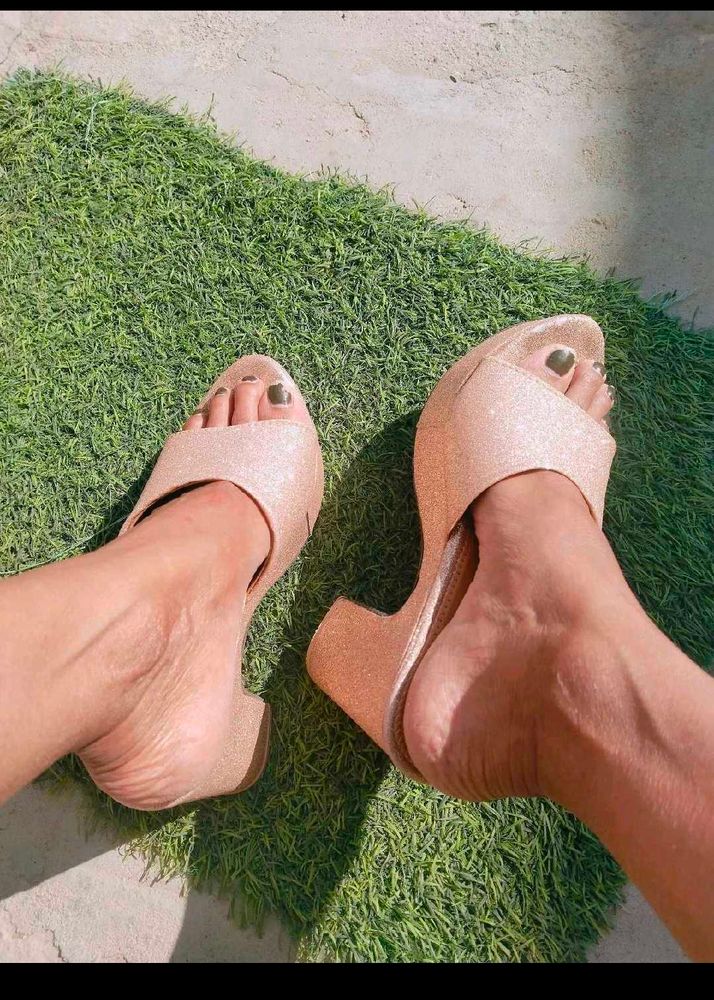 4 Inches High Rose Gold Color Heels For Women